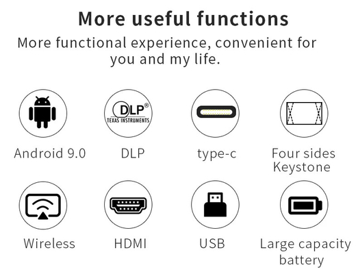 Mini S350 1080P Full HD DLP 4K 3D проекторы домашнего кинотеатра WIFI Android 9 Встроенная батарея
